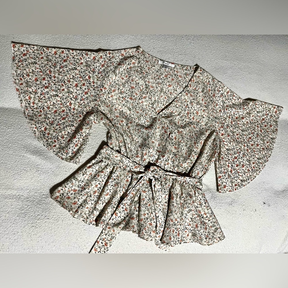 Papaya Floral V-Neck Top